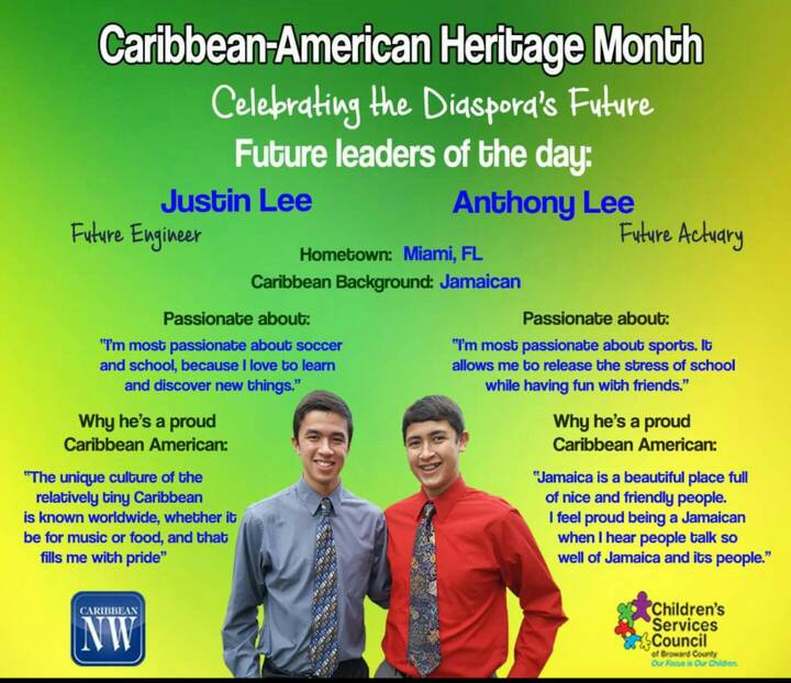 Caribbean National Weekly Names Justin and Anthony Lee Future Leaders of the Day